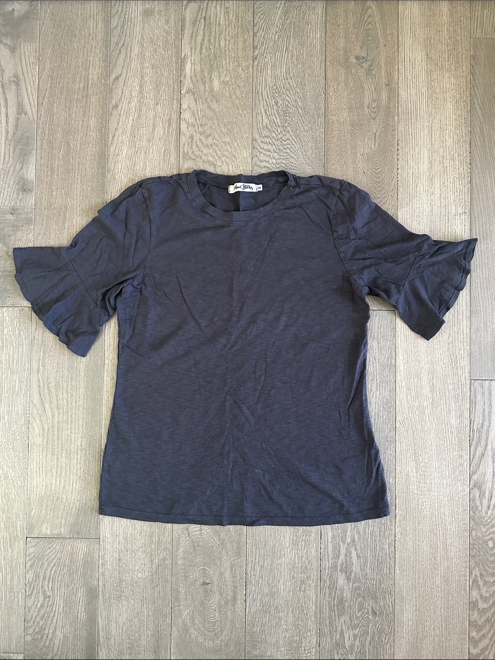 Michael Stars Charcoal Short Sleeve Ruffle Tee